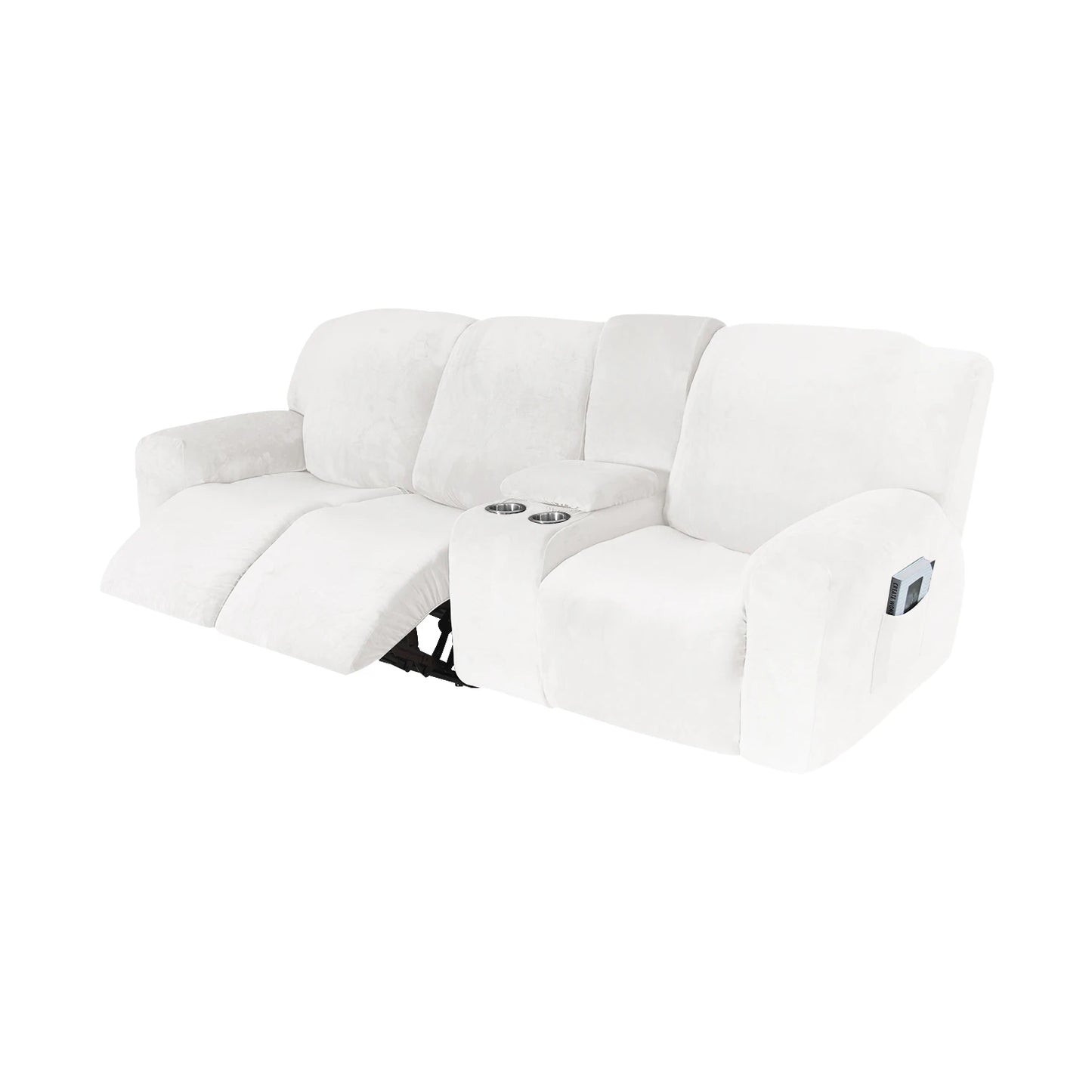 Velvet Recliner Sofa Slipcover with Cup Holders