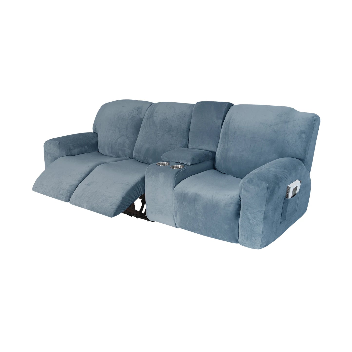 Velvet Recliner Sofa Slipcover with Cup Holders