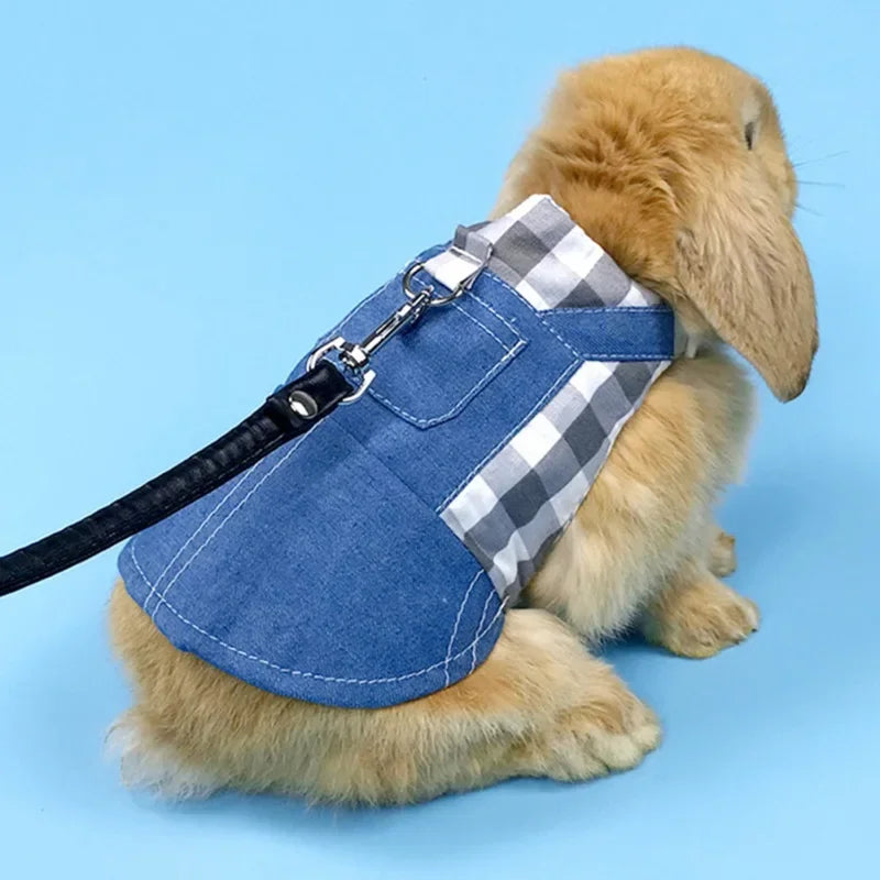 Rabbit Clothes Denim Jacket, Small Animal Harness