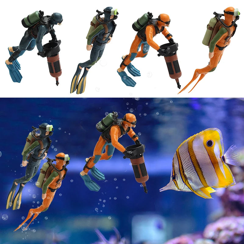 Cute Resin Frogman Aquarium Ornaments, Simulated Mini Diver Fish Tank  accessories