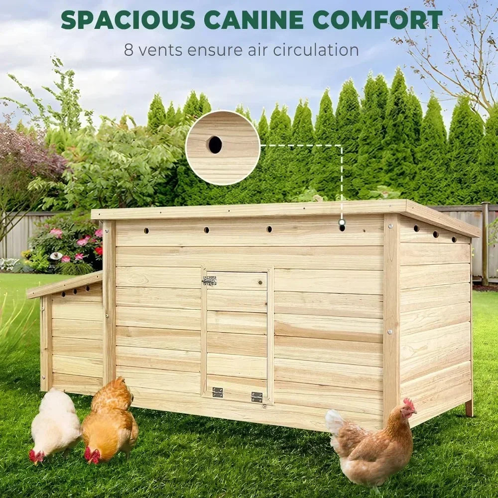 57.6'' Wooden Chicken Coop Hen House with 2 Nesting Box, Poultry Cage Rabbit Hutch for Outdoor Backyard