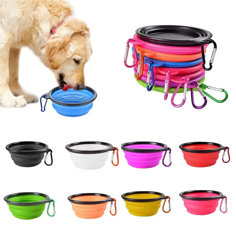 Collapsible Pet Silicone Dog Food, Water Bowl