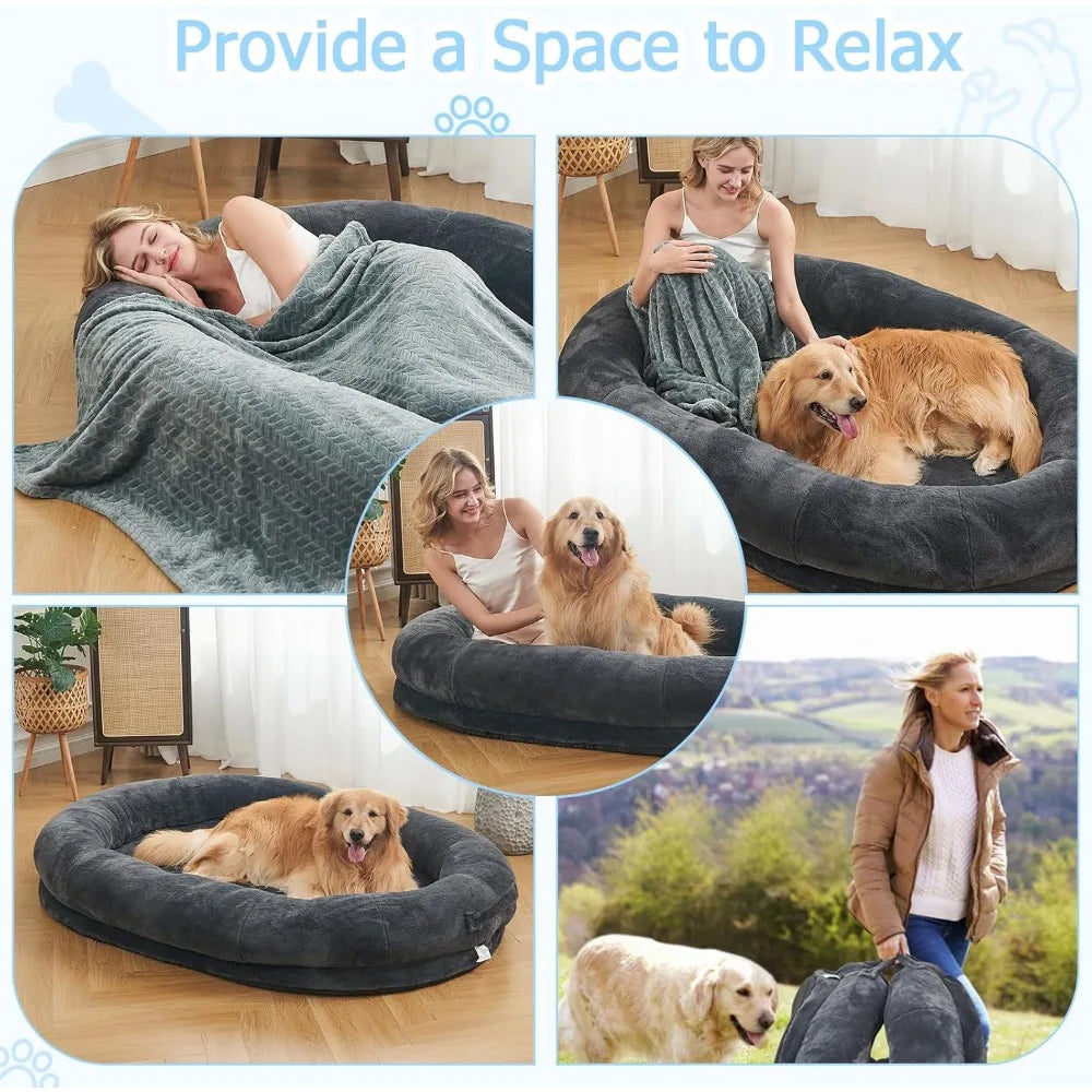 Human Dog Bed, Large Giant Shared Bed for Adult