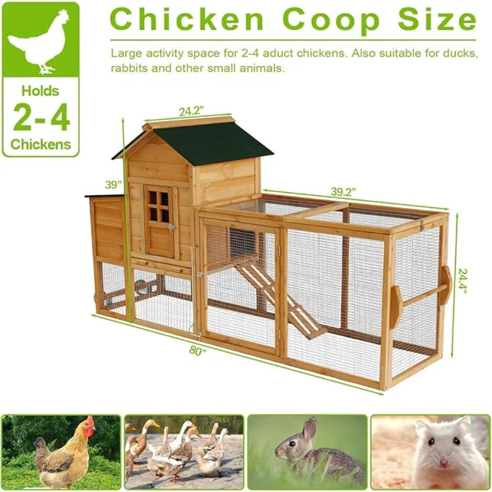 Large Outdoor Chicken Coop with Run