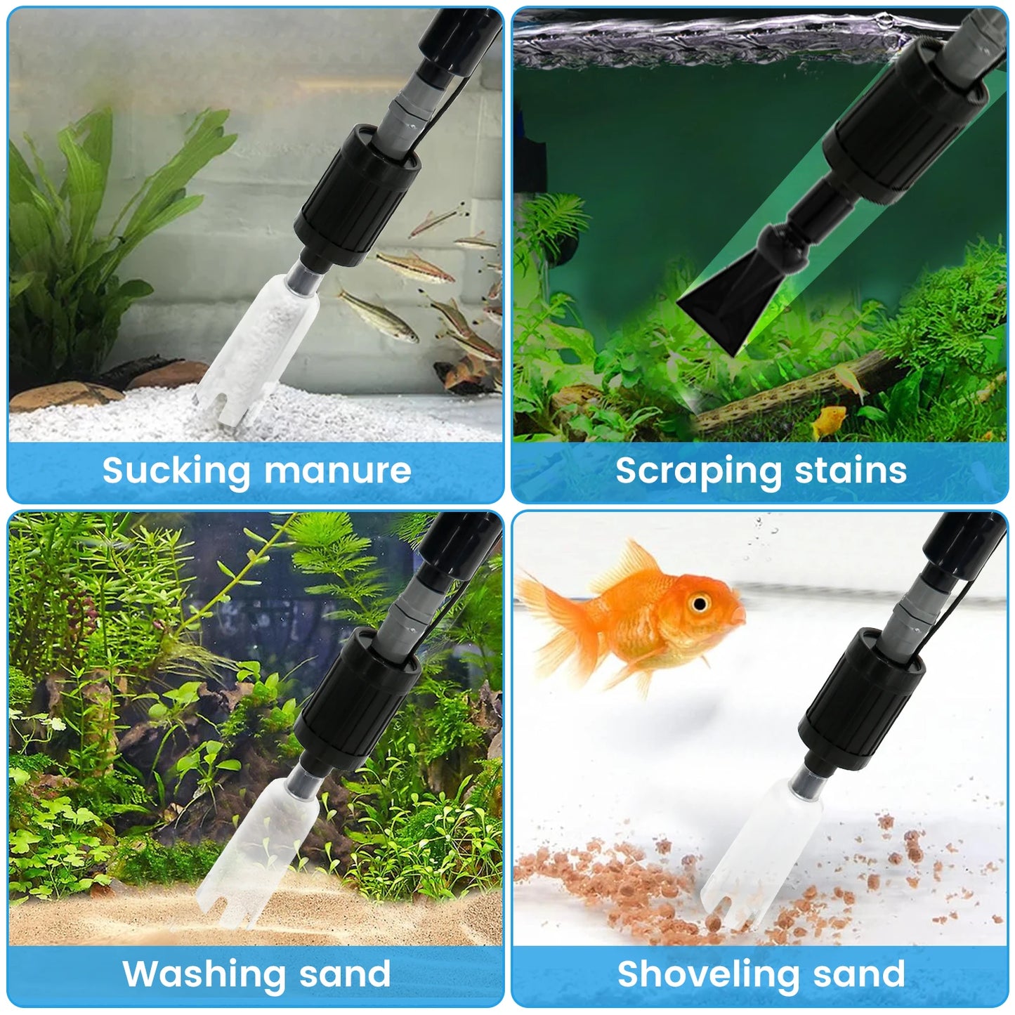 Aquarium Electric Fish Tank Vacuum Cleaner, Remove  sand, Change Water, Remove Dirt