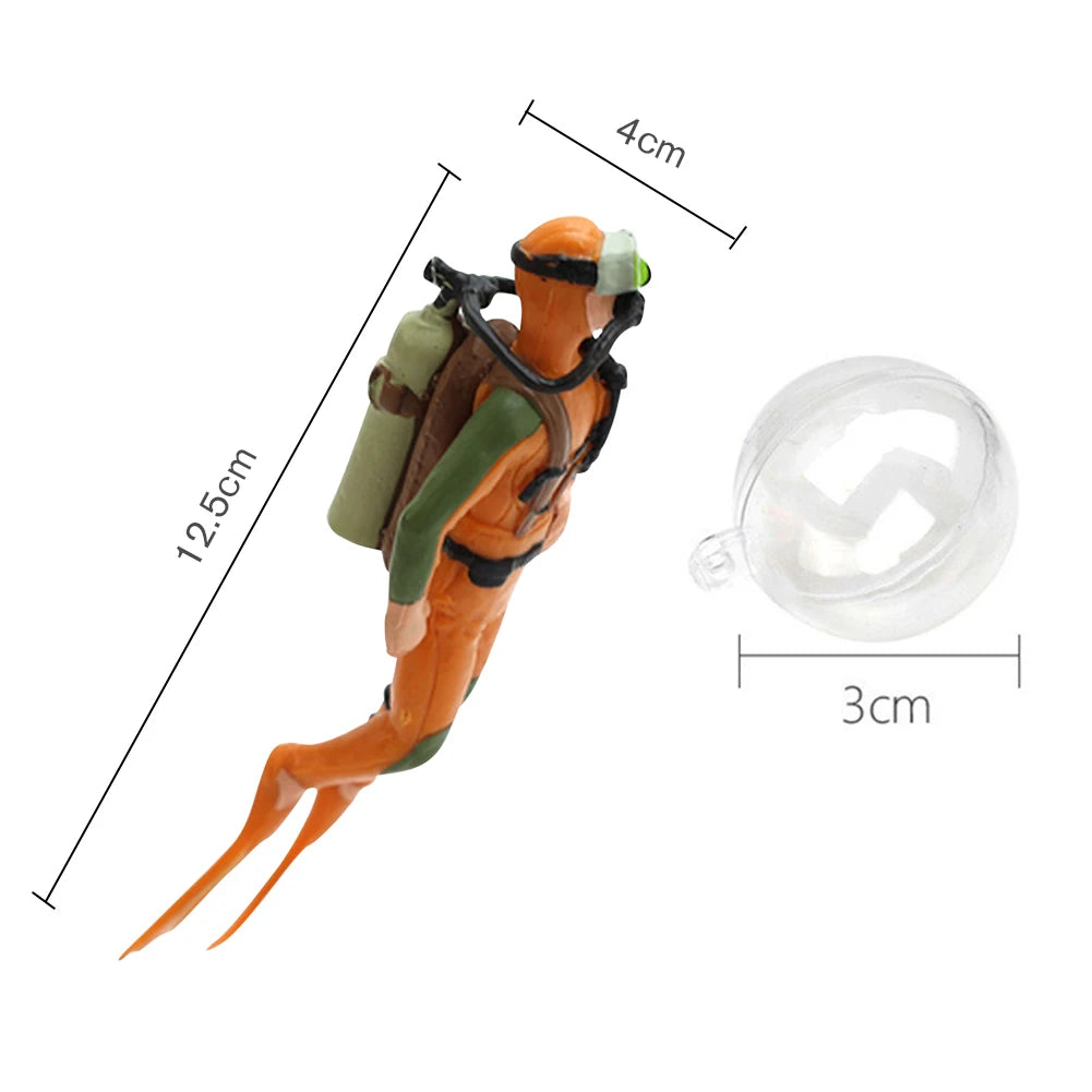 Cute Resin Frogman Aquarium Ornaments, Simulated Mini Diver Fish Tank  accessories