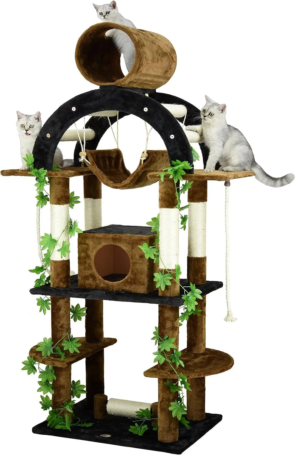 Multilevel Cat Tree Tower with Multiple Scratch Posts