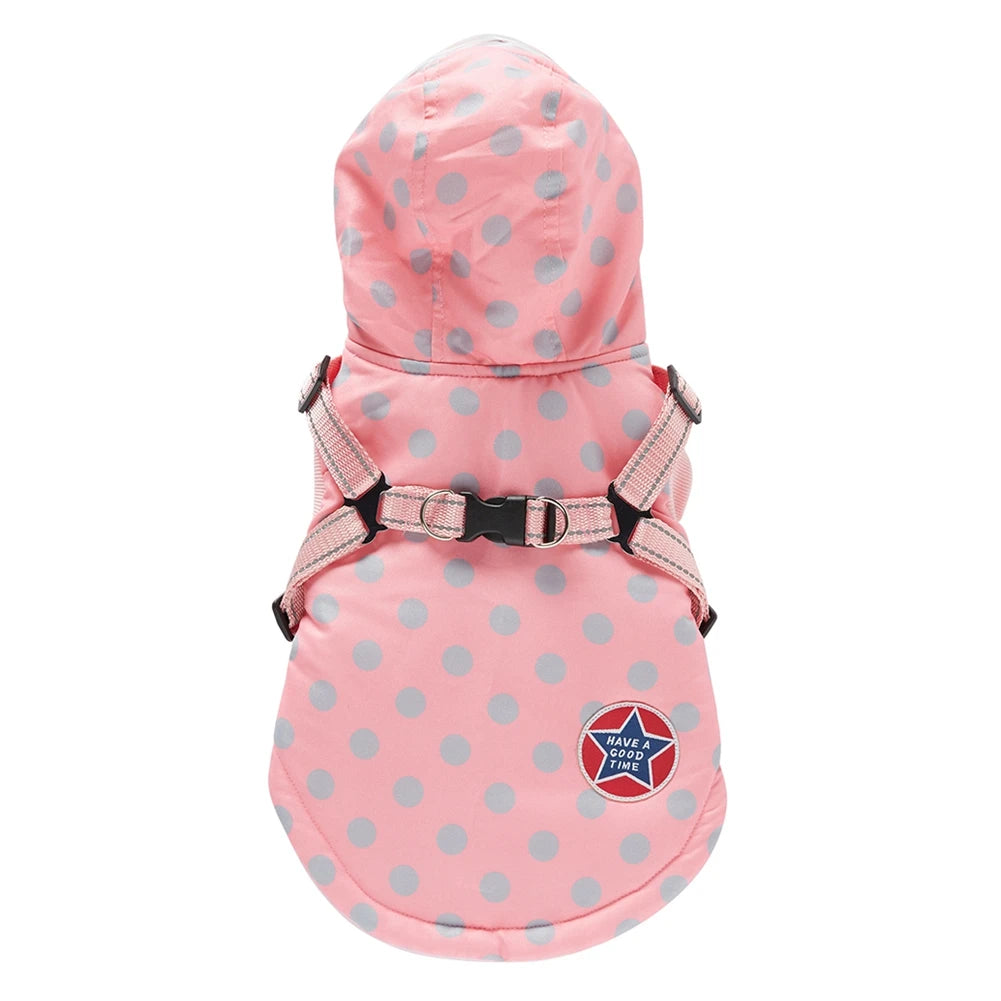 Pet Dog Jacket With Harness Winter Dog Clothes