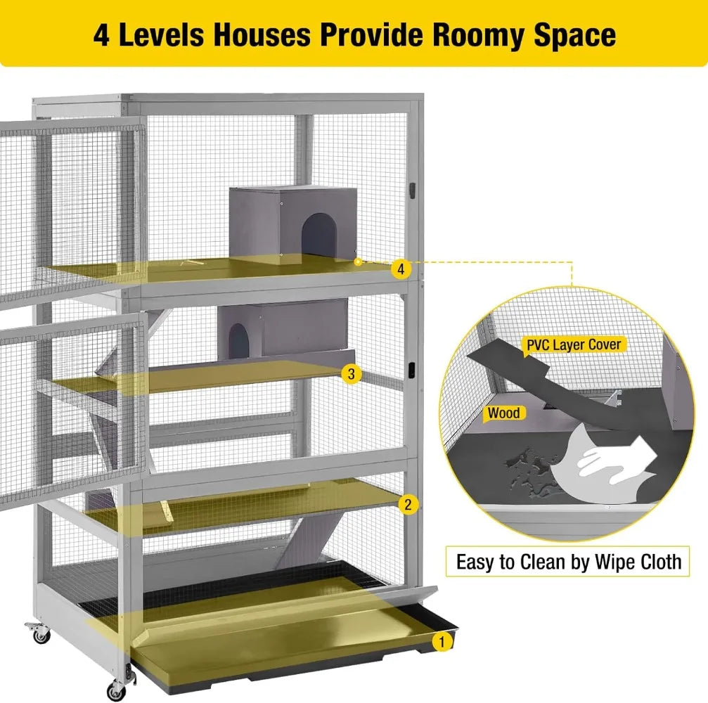 Chinchilla Cage Large Rolling Small Animal Cage