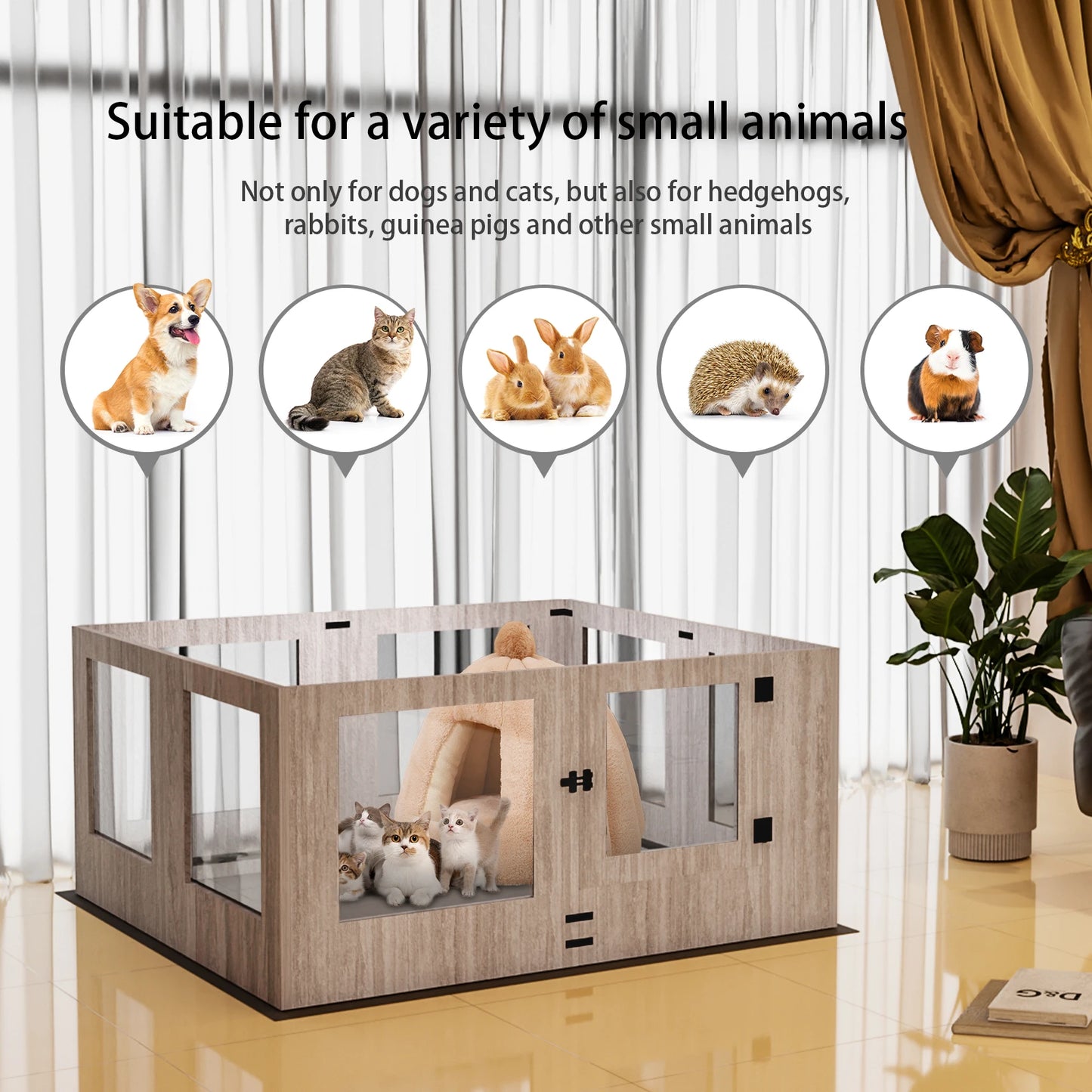 Tempered Glass Animal Playpen Plus Pet Whelping Pen