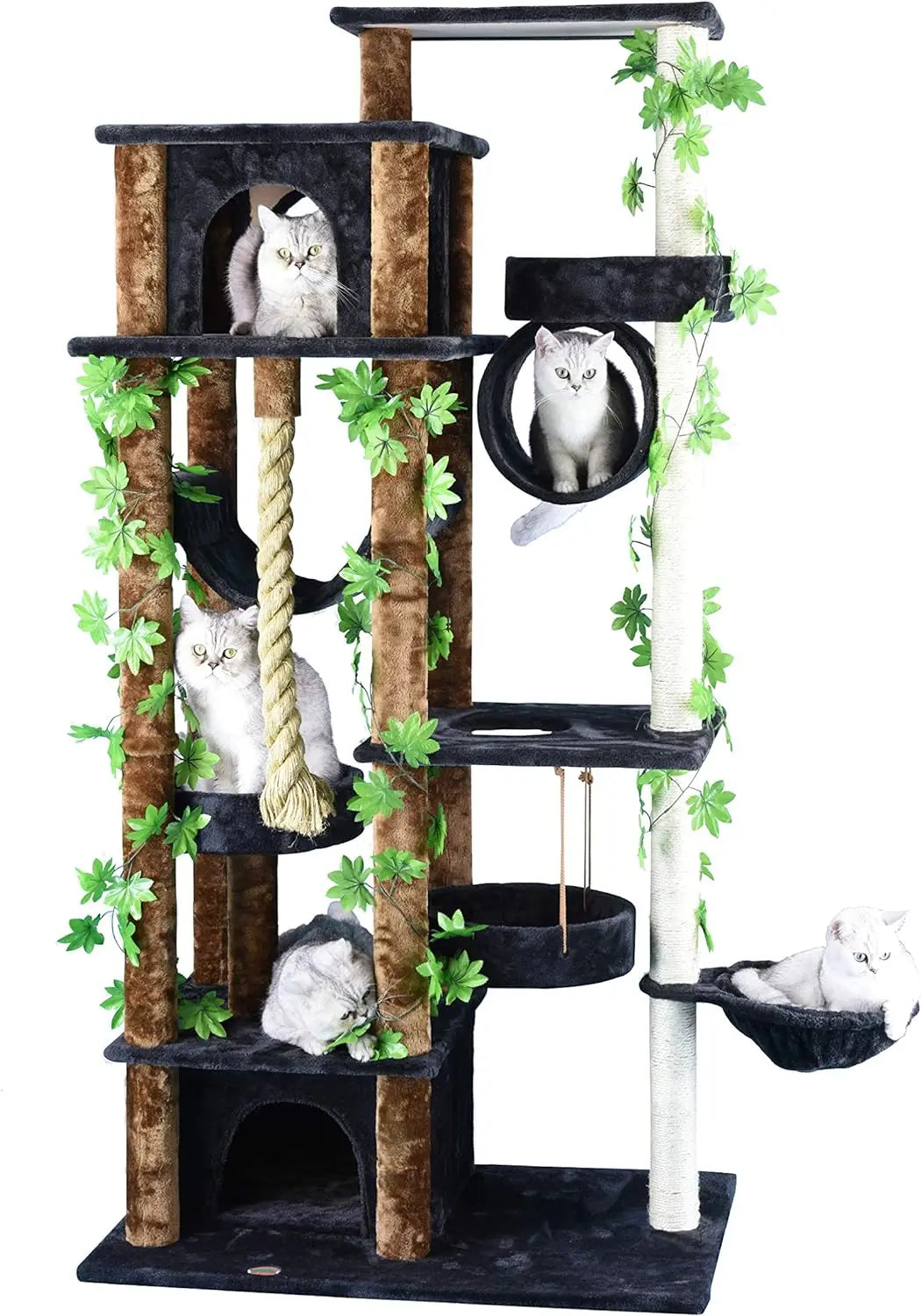 Multilevel Cat Tree Tower with Multiple Scratch Posts