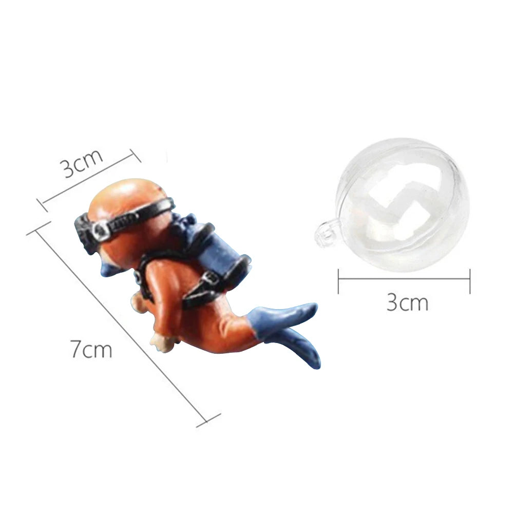 Cute Resin Frogman Aquarium Ornaments, Simulated Mini Diver Fish Tank  accessories