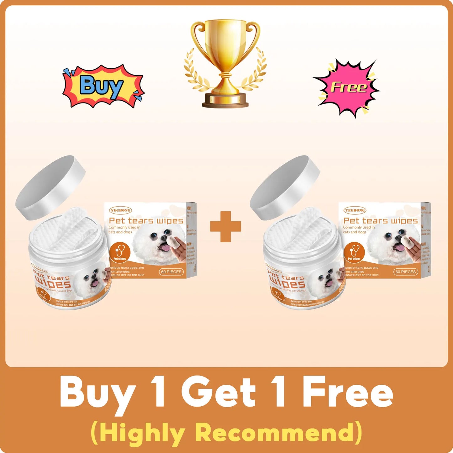 Pet Eye Wet Wipes, Tear Stain Dirt Removal