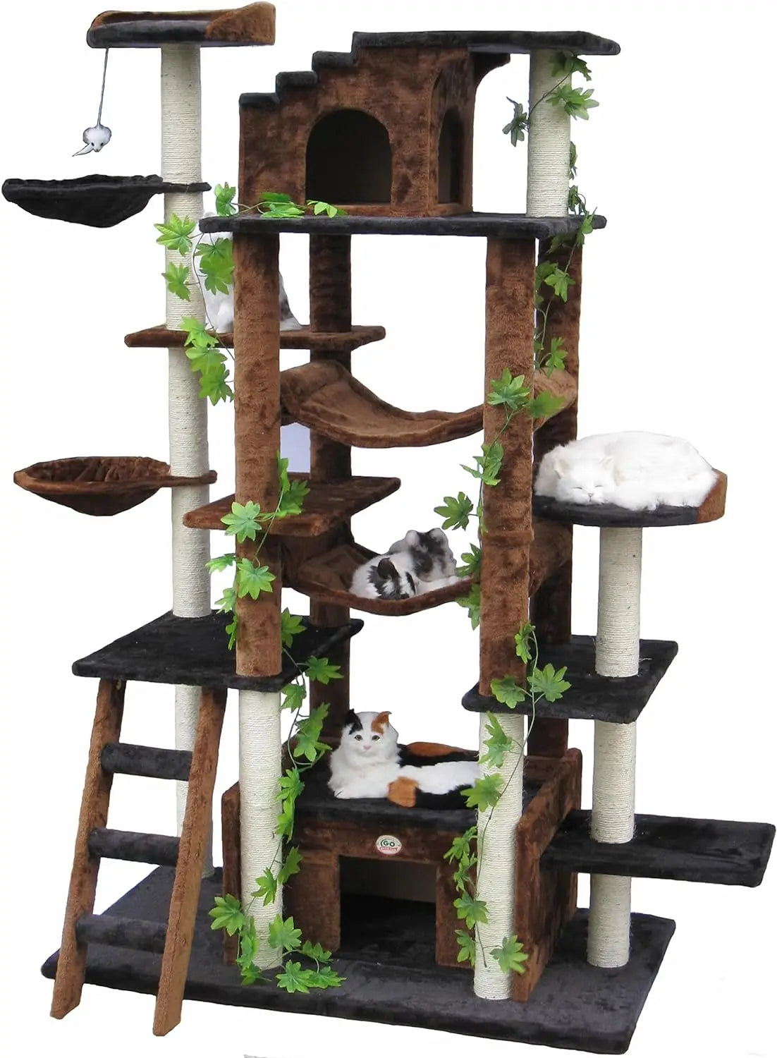 Multilevel Cat Tree Tower with Multiple Scratch Posts