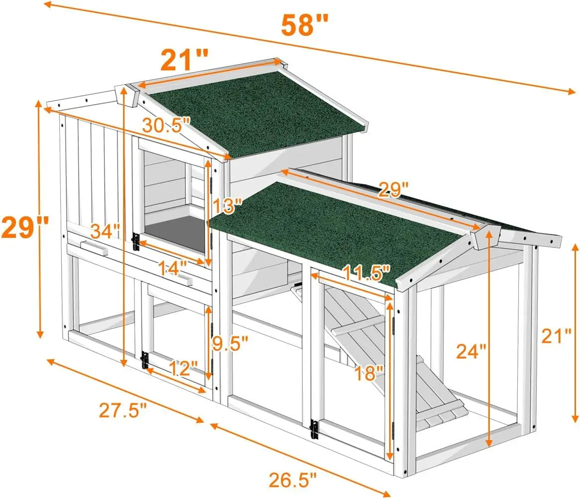 Large Chicken Coop, Wooden Hen House, Rabbit Ramp