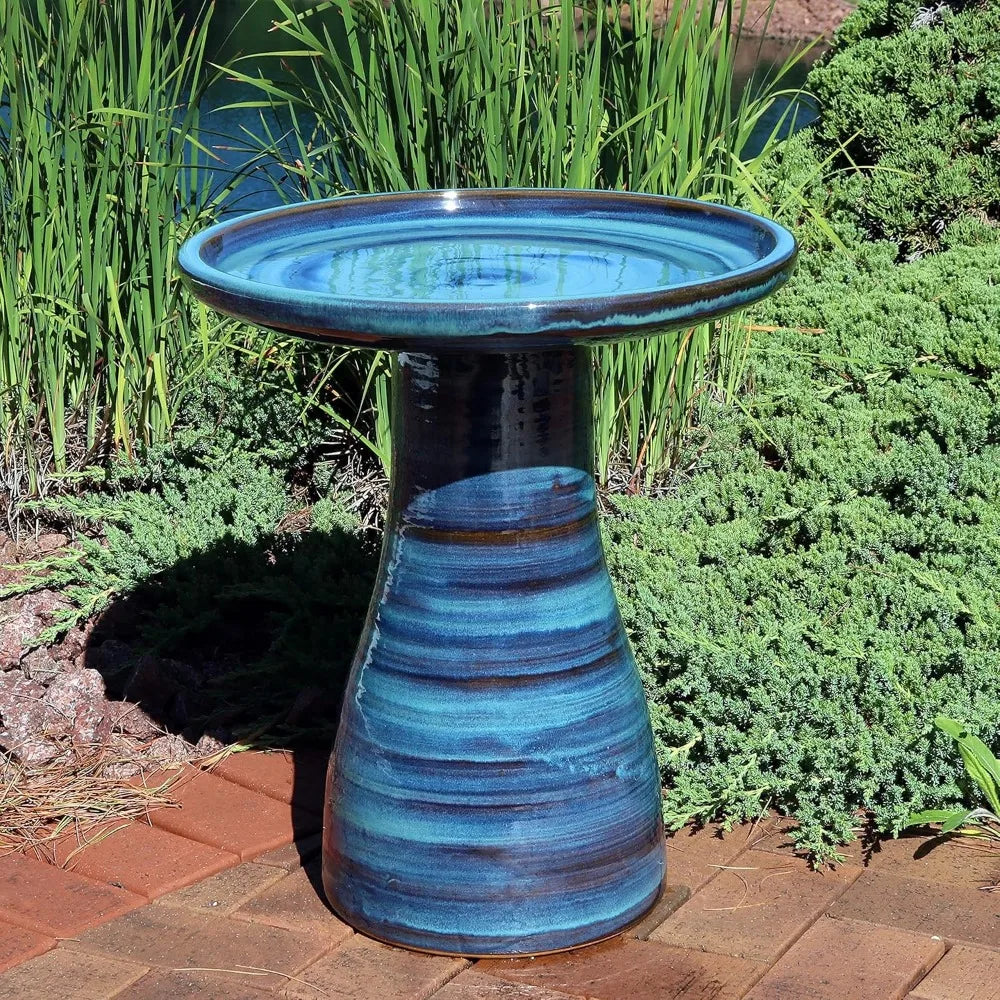 21-Inch H Ceramic Bird Bath for Outside