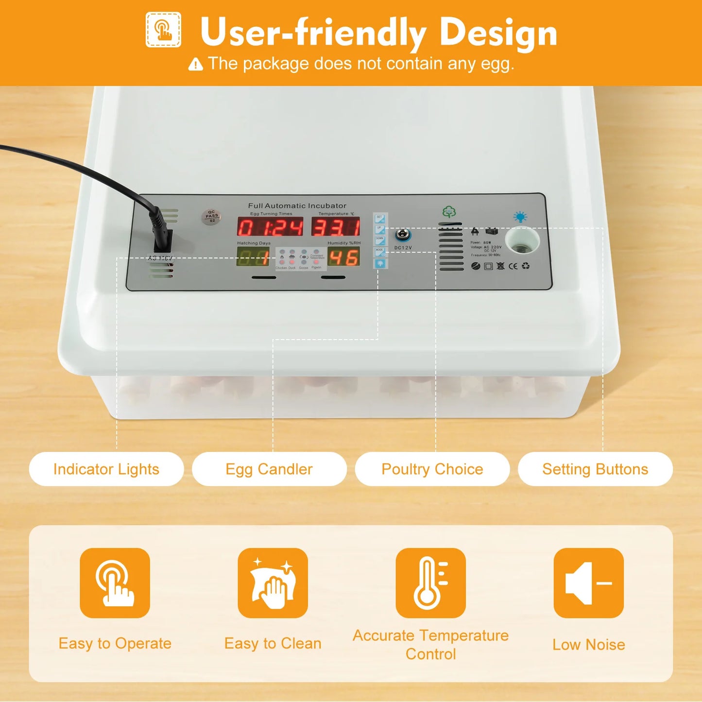 64-Egg Single-Layer Incubators, Automatic Egg Rotation