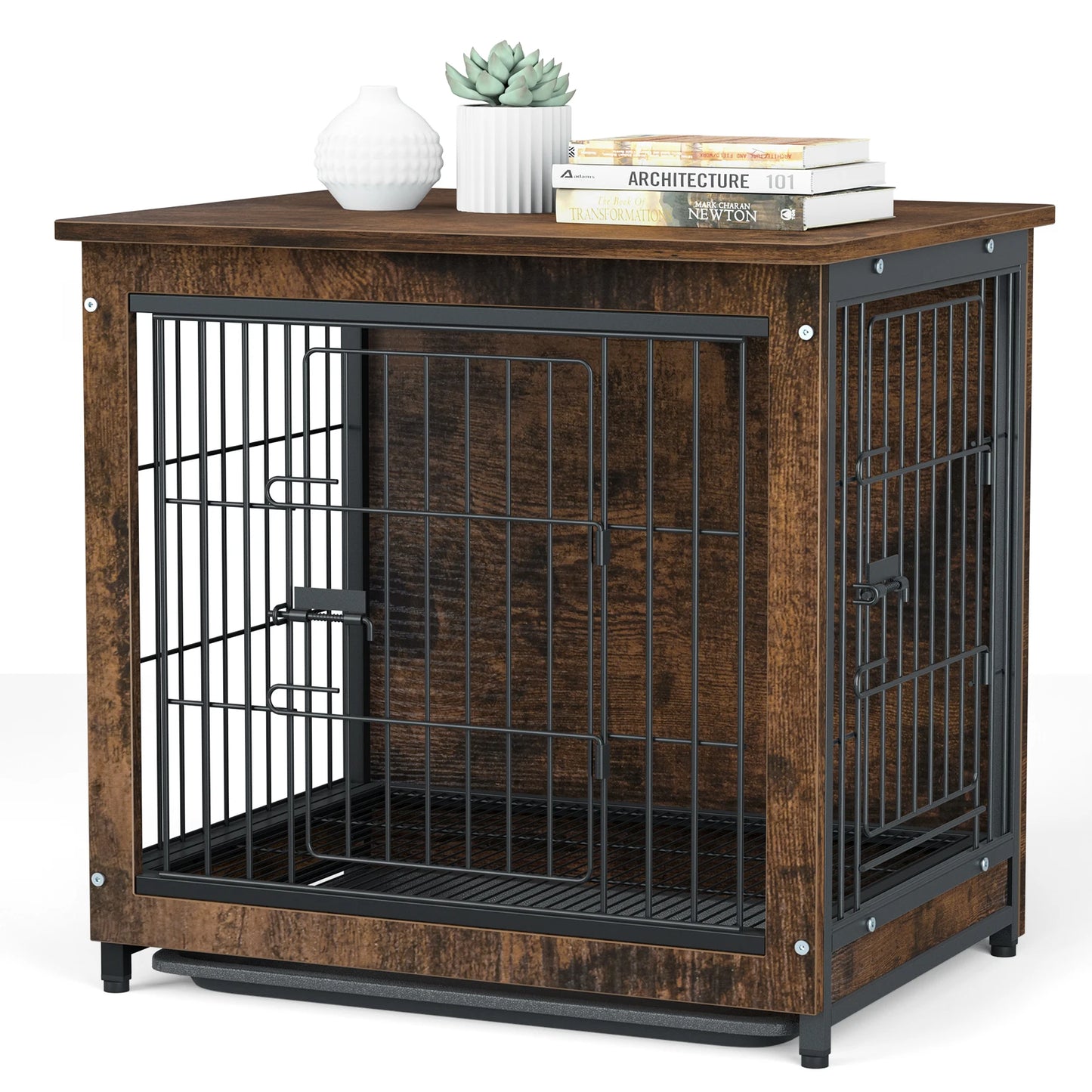 Vintage Dog Cage End Table Indoor Wooden Kennel Pet Crate