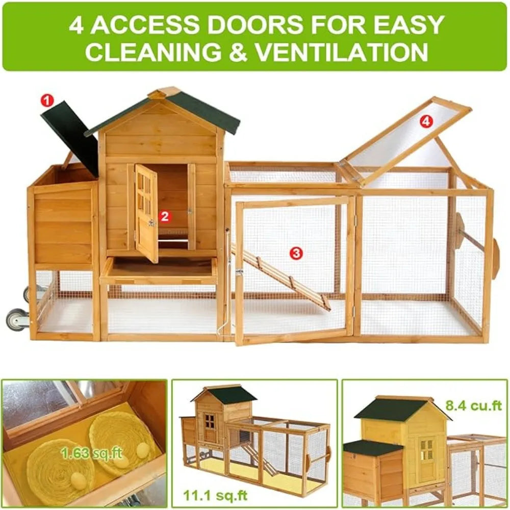 Large Outdoor Chicken Coop with Run