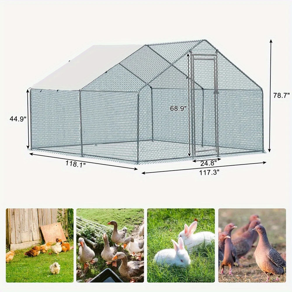 10 x 10 feet large metal chicken coop