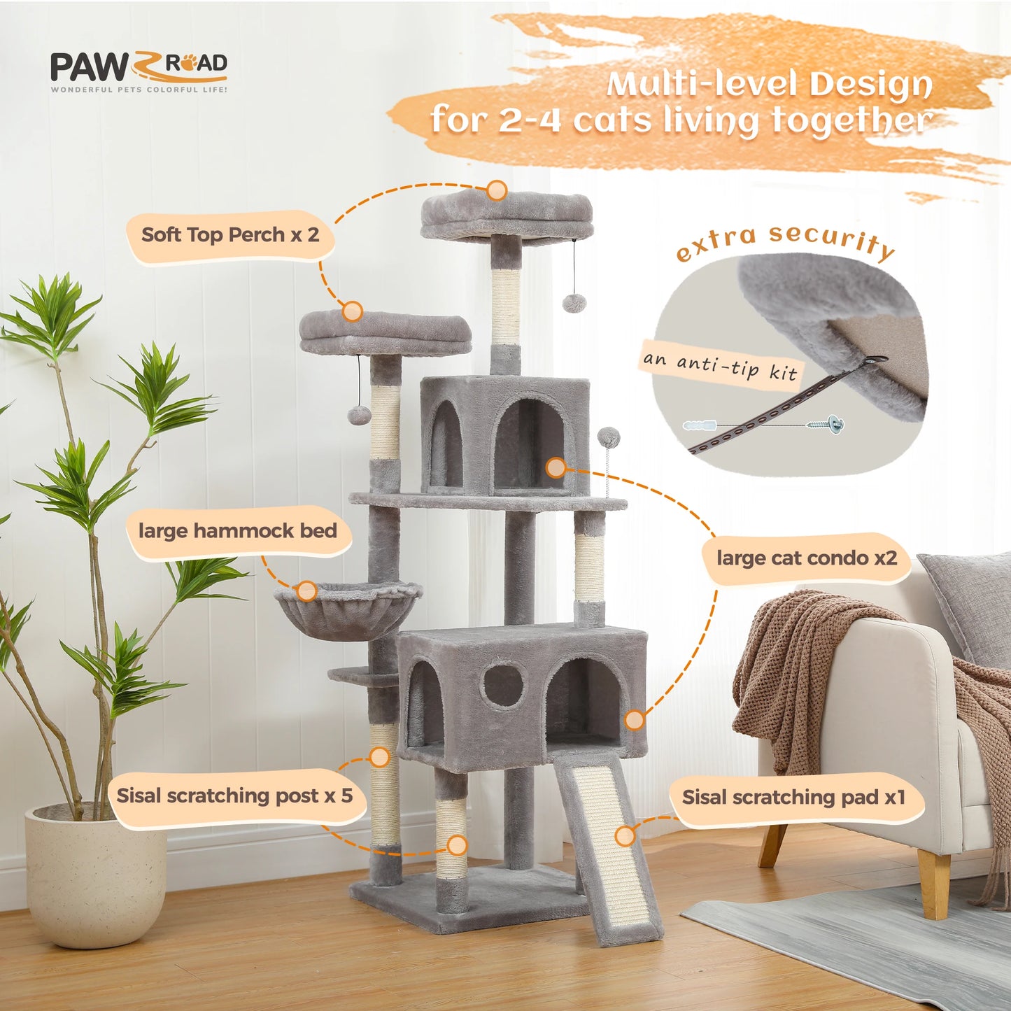 Multi-Level Cat Tree With Cozy Perches