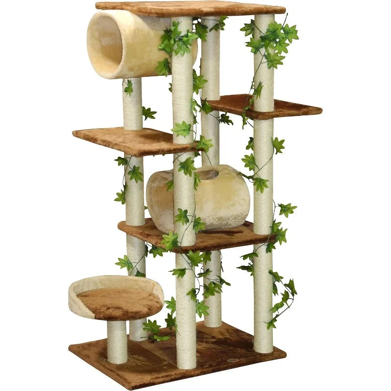 Multilevel Cat Tree Tower with Multiple Scratch Posts