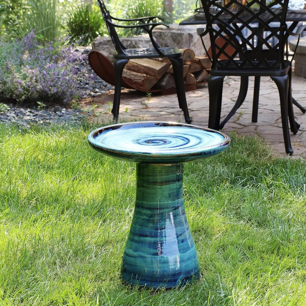 21-Inch H Ceramic Bird Bath for Outside