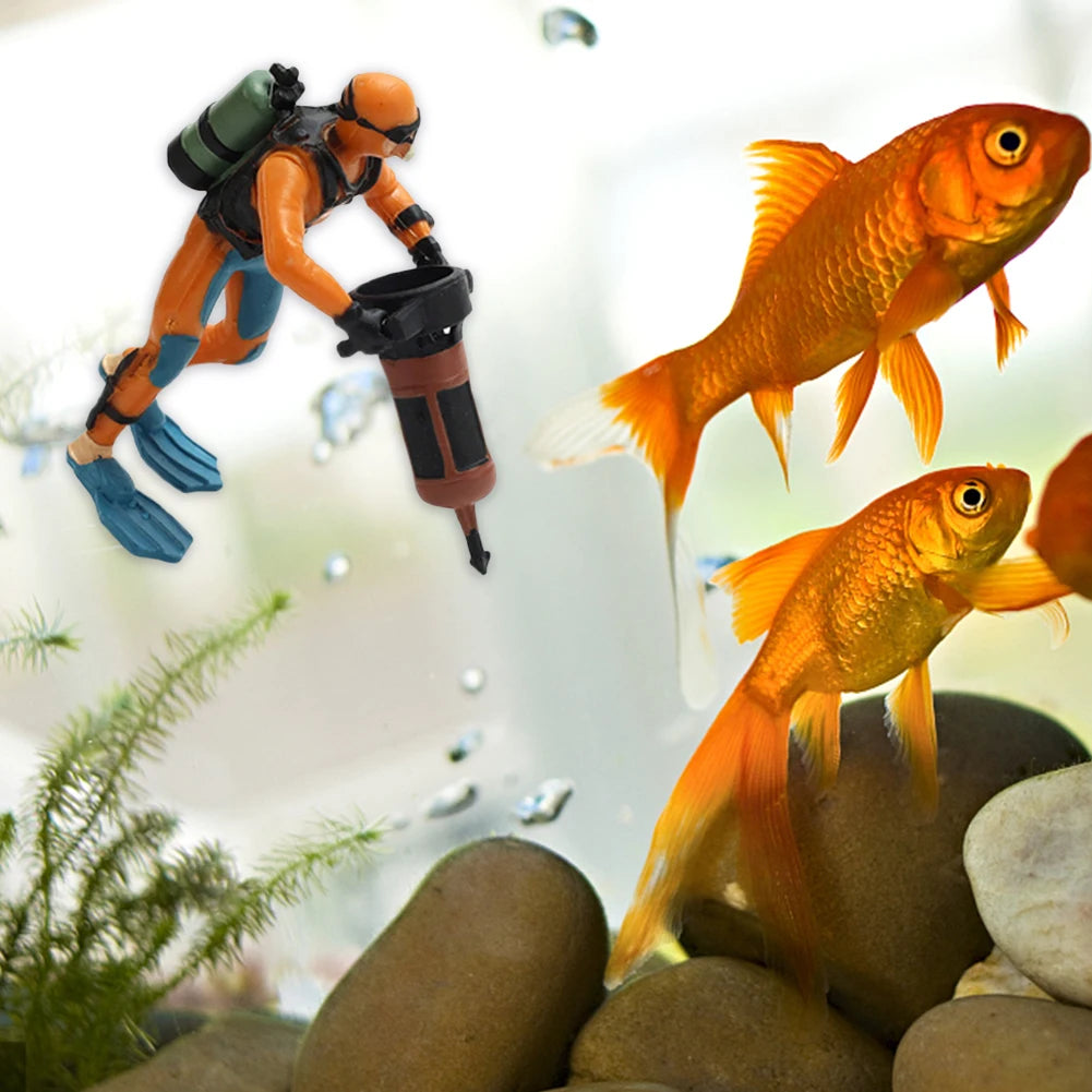 Cute Resin Frogman Aquarium Ornaments, Simulated Mini Diver Fish Tank  accessories