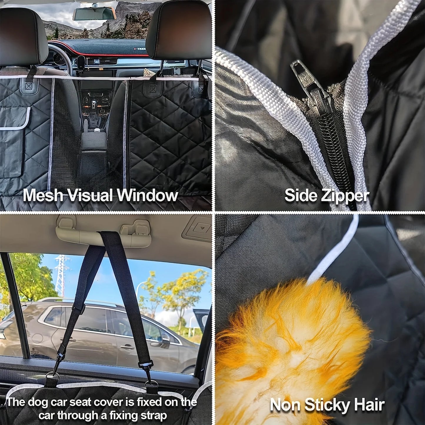 Dog Car Seat Cover, Waterproof with Mesh Window