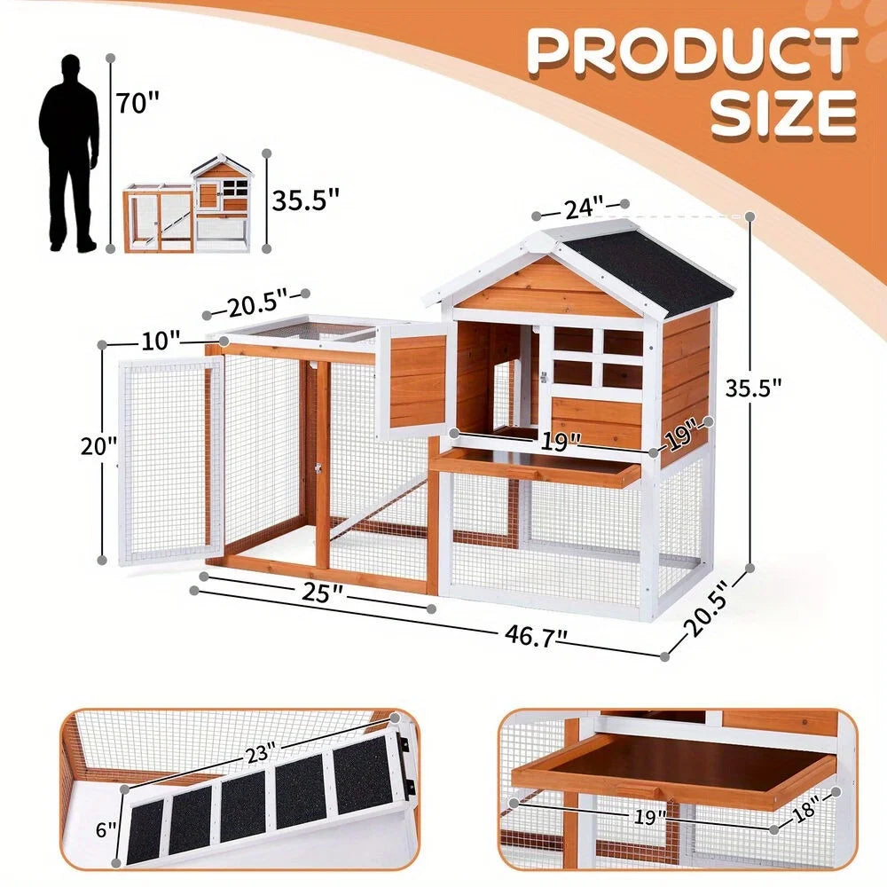 47" L Wooden Chicken Coop, Hen House