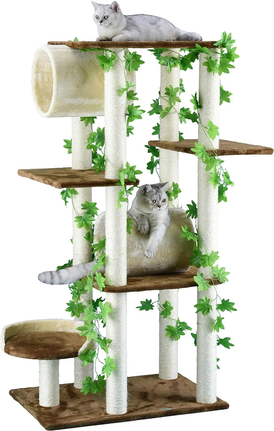 Multilevel Cat Tree Tower with Multiple Scratch Posts