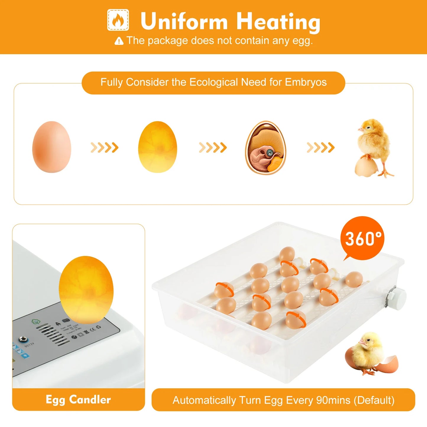 64-Egg Single-Layer Incubators, Automatic Egg Rotation