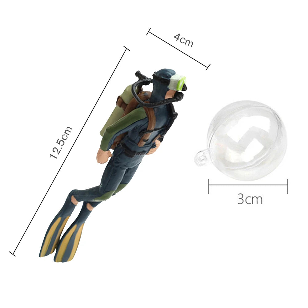 Cute Resin Frogman Aquarium Ornaments, Simulated Mini Diver Fish Tank  accessories