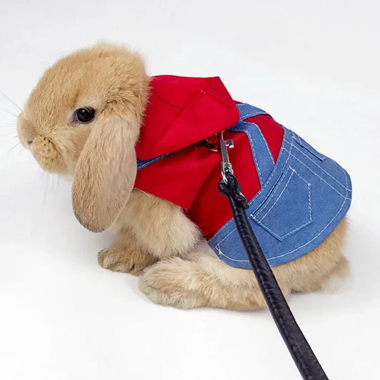 Rabbit Clothes Denim Jacket, Small Animal Harness