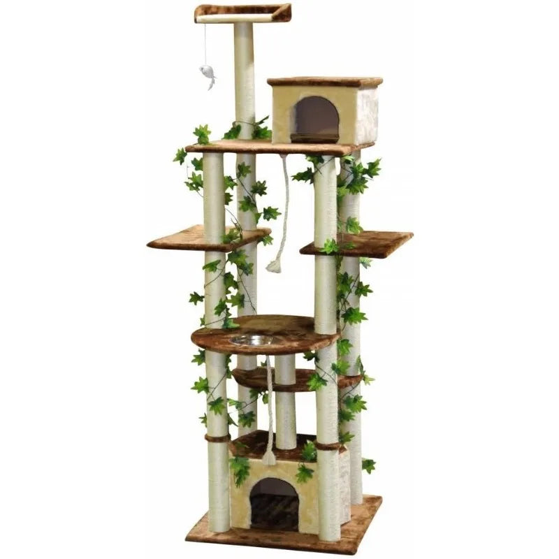 Multilevel Cat Tree Tower with Multiple Scratch Posts