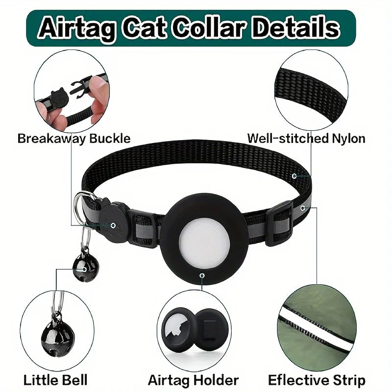 Airtag Pet Cat Collar with Bell Reflective Collar