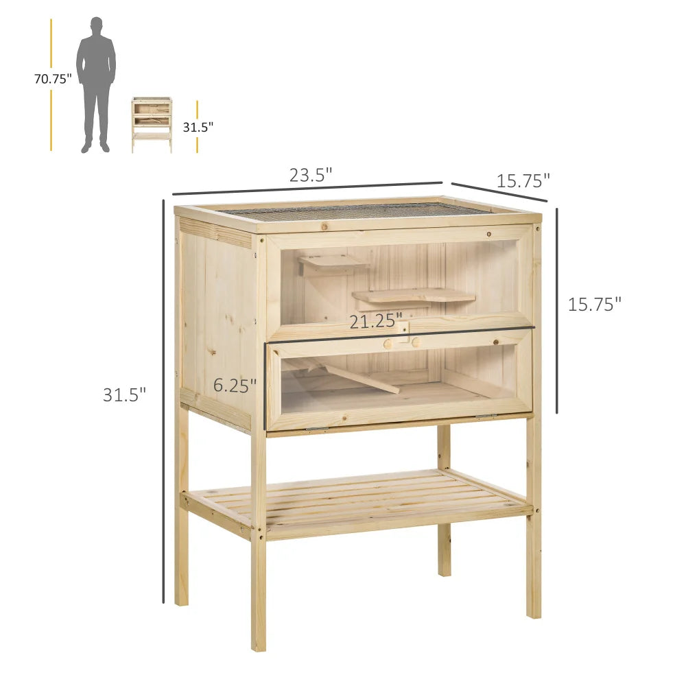 3-Tier Wooden Hamster, Mice, and Rat