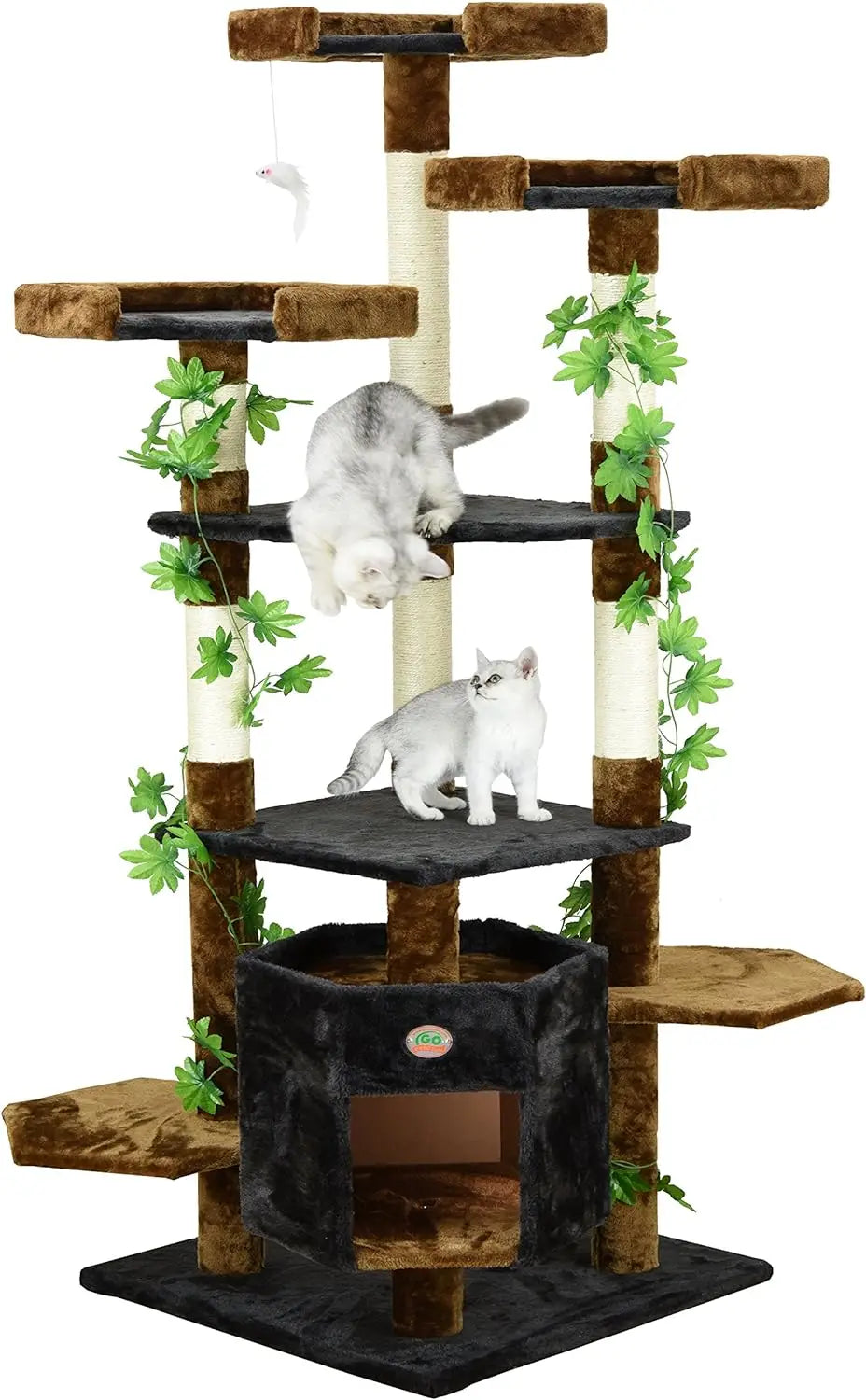 Multilevel Cat Tree Tower with Multiple Scratch Posts