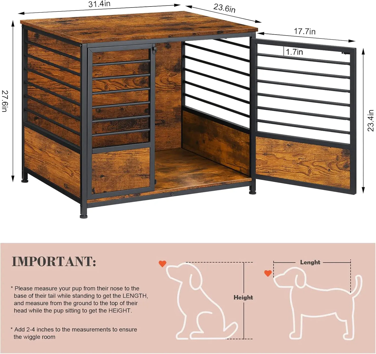 Dog Crate Furniture, Wooden Heavy Duty