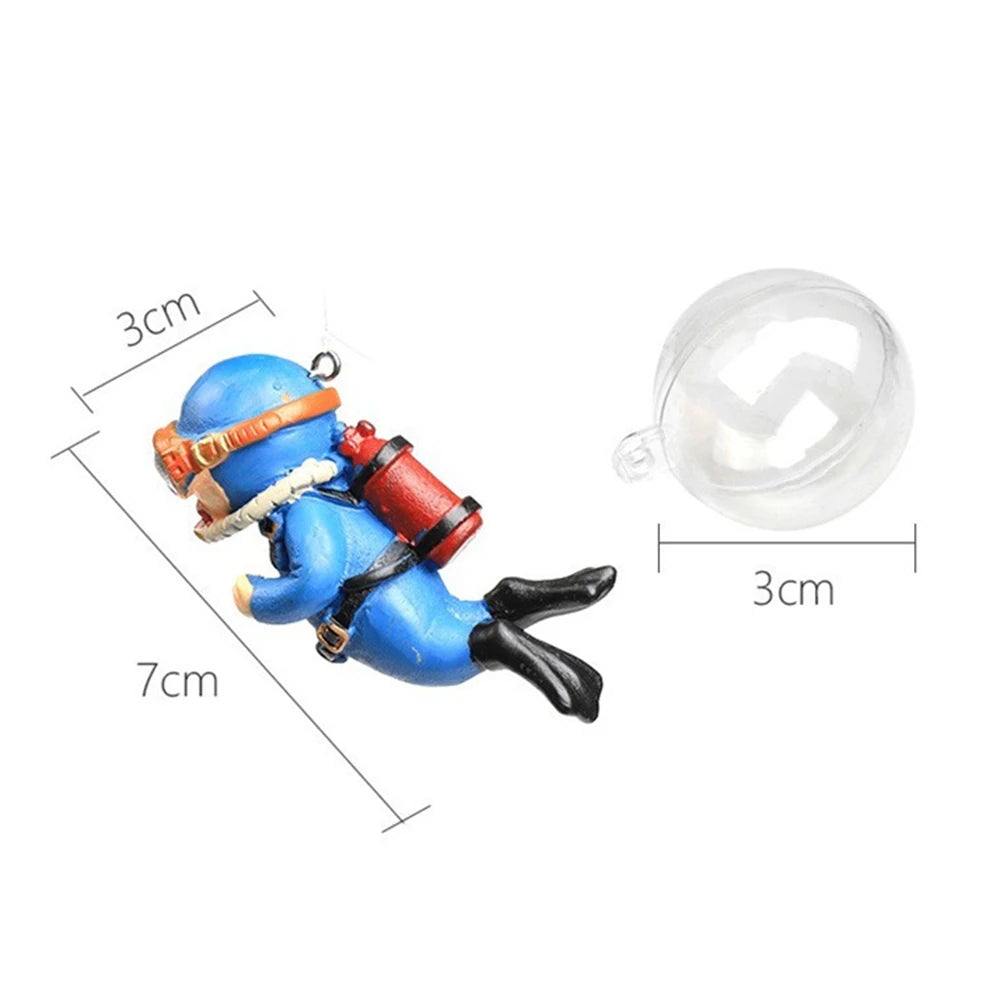 Cute Resin Frogman Aquarium Ornaments, Simulated Mini Diver Fish Tank  accessories