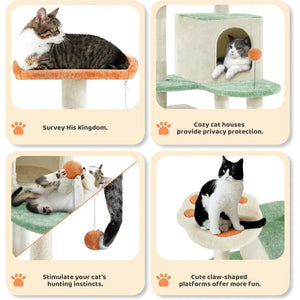 57.5in Cat Tree Tower, Multi-Functional w/Cat Paw-Shaped Platform, Scratching Posts, 2 Condos and Dang 57.5in Cat Tree Tower, Multi-Functional w/Cat Paw-Shaped Platform, Scratching Posts, 2 Condos and Dang