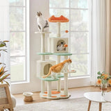 57.5in Cat Tree Tower, Multi-Functional w/Cat Paw-Shaped Platform, Scratching Posts, 2 Condos and Dang 57.5in Cat Tree Tower, Multi-Functional w/Cat Paw-Shaped Platform, Scratching Posts, 2 Condos and Dang