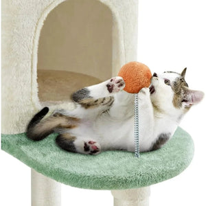 57.5in Cat Tree Tower, Multi-Functional w/Cat Paw-Shaped Platform, Scratching Posts, 2 Condos and Dang 57.5in Cat Tree Tower, Multi-Functional w/Cat Paw-Shaped Platform, Scratching Posts, 2 Condos and Dang