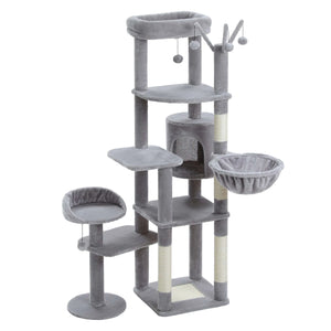 AMT0233GY / United States Large Cat Tree for Indoor Large Cats Tall Cat Tower for Fat Cats with Super Big Hammock, Cat Climbing Trees with Scratching Post Large Cat Tree for Indoor Large Cats Tall Cat Tower for Fat Cats with Super Big Hammock, Cat Climbing Trees with Scratching Post