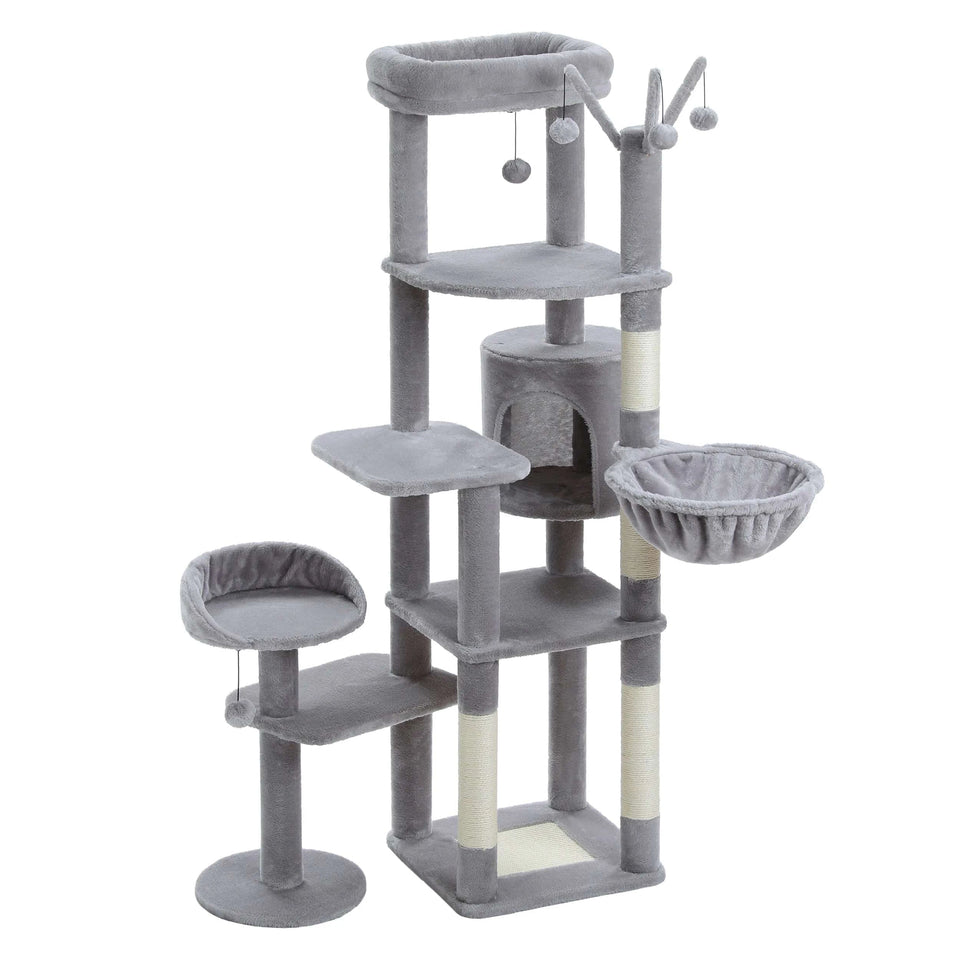 AMT0233GY / United States Large Cat Tree for Indoor Large Cats Tall Cat Tower for Fat Cats with Super Big Hammock, Cat Climbing Trees with Scratching Post Large Cat Tree for Indoor Large Cats Tall Cat Tower for Fat Cats with Super Big Hammock, Cat Climbing Trees with Scratching Post
