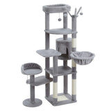 AMT0233GY / United States Large Cat Tree for Indoor Large Cats Tall Cat Tower for Fat Cats with Super Big Hammock, Cat Climbing Trees with Scratching Post Large Cat Tree for Indoor Large Cats Tall Cat Tower for Fat Cats with Super Big Hammock, Cat Climbing Trees with Scratching Post