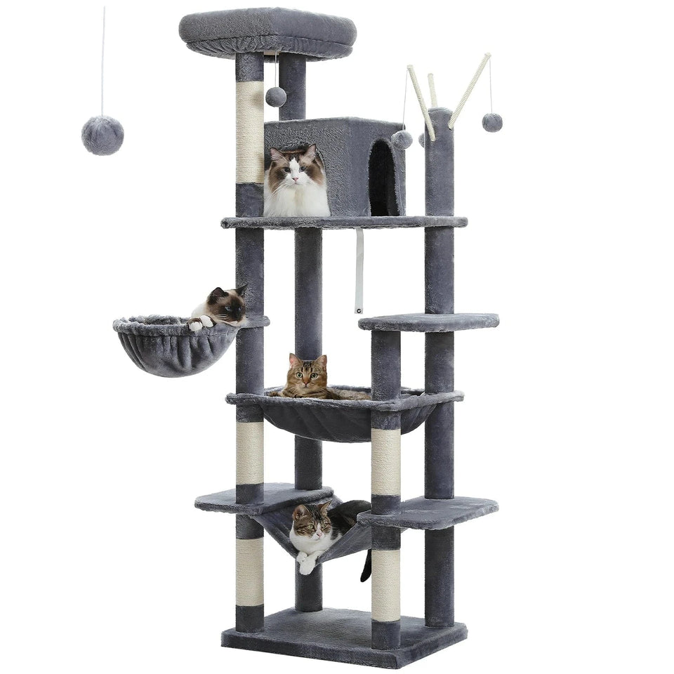 AMT0240DGY / france Large Cat Tree for Indoor Large Cats Tall Cat Tower for Fat Cats with Super Big Hammock, Cat Climbing Trees with Scratching Post Large Cat Tree for Indoor Large Cats Tall Cat Tower for Fat Cats with Super Big Hammock, Cat Climbing Trees with Scratching Post