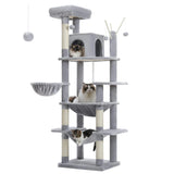 AMT0240GY / United States Large Cat Tree for Indoor Large Cats Tall Cat Tower for Fat Cats with Super Big Hammock, Cat Climbing Trees with Scratching Post Large Cat Tree for Indoor Large Cats Tall Cat Tower for Fat Cats with Super Big Hammock, Cat Climbing Trees with Scratching Post