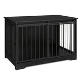 Black [Rustic Dog Crate Furniture] 39.4" Double Door Dog Crate, Dog Crate Furniture - Wooden End Side Table Dog Kennel Indoor For Small Medium Large Dog - Anti-Chew Anti-Escape, Rustic Brown/BlackGreige/White/White Brown [Rustic Dog Crate Furniture] 39.4" Double Door Dog Crate, Dog Crate Furniture - Wooden End Side Table Dog Kennel Indoor For Small Medium Large Dog - Anti-Chew Anti-Escape, Rustic Brown/BlackGreige/White/White Brown