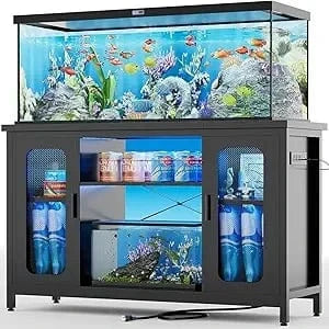 Black / United States Reptile, Fish Tank Stand, Power Outlets, LED Light, 55-75 Gallon Reversible Terrarium Stand Reptile, Fish Tank Stand, Power Outlets, LED Light, 55-75 Gallon Reversible Terrarium Stand